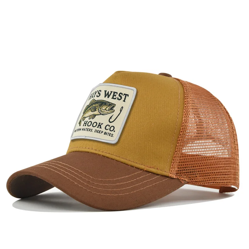 Hochwertige Angler-Baseballkappe mit Stickerei für Herren und Damen, Outdoor-Angler-Snapback-Mesh-Kappe, atmungsaktiver Sonnenschutz, Dad-Trucker-Hut