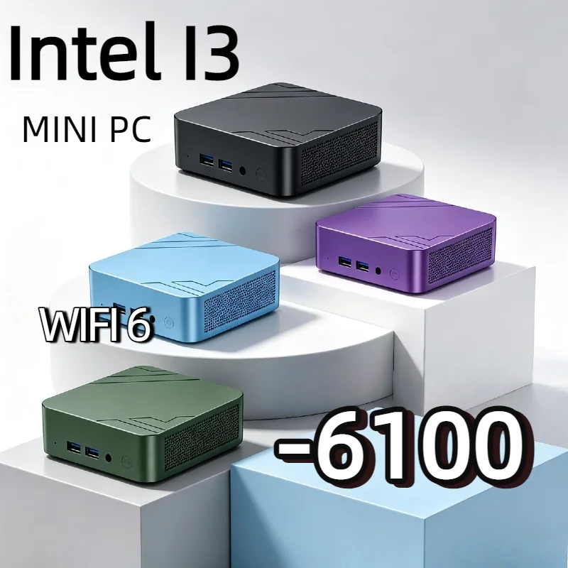 Mini PC Intel Core i3-6100Compact 16G BLarge SSD4K Display WiFi6 BT5.2 Multifunctional Office Gaming Mini Computer Device