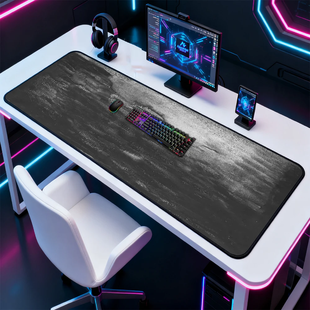 Grunge Mouse Pad Large Mousepad Full Desk Pad Monochrome Texture Desk Mat Gaming 140x60 Black White Abstract Office Accessories