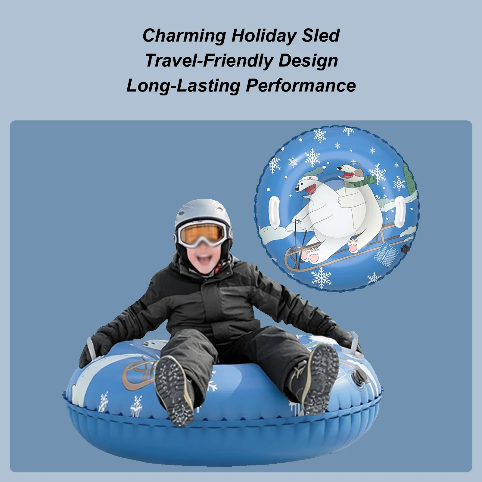 

Зимний уличный утолщенный надувной снегокат из ПВХ с двойными ручками, надувной лыжный коврик, надувная лыжная игрушка для детей