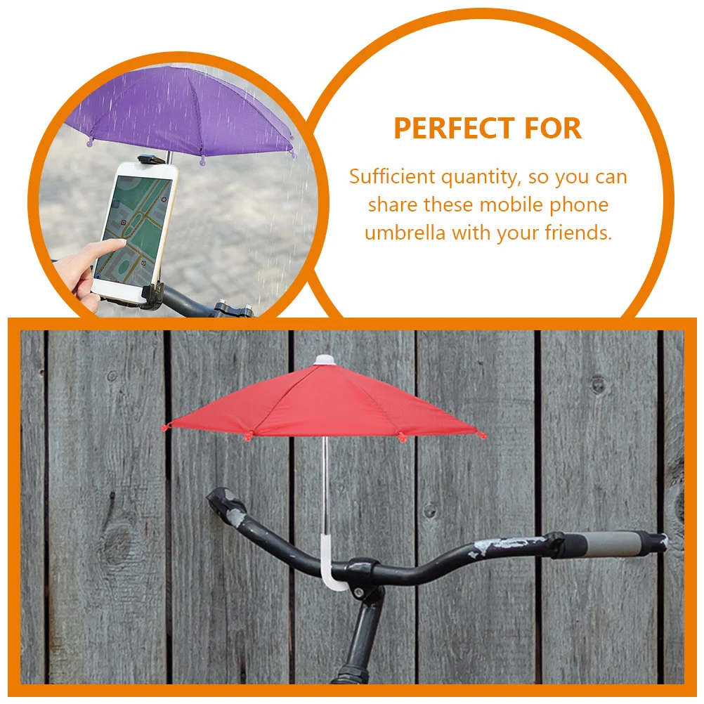 

2Pcs Mobile Phone Umbrella Small Sunshade Lightweight Waterproof Mini Umbrella Portable Riding Bicycle Outdoor Phone Protector