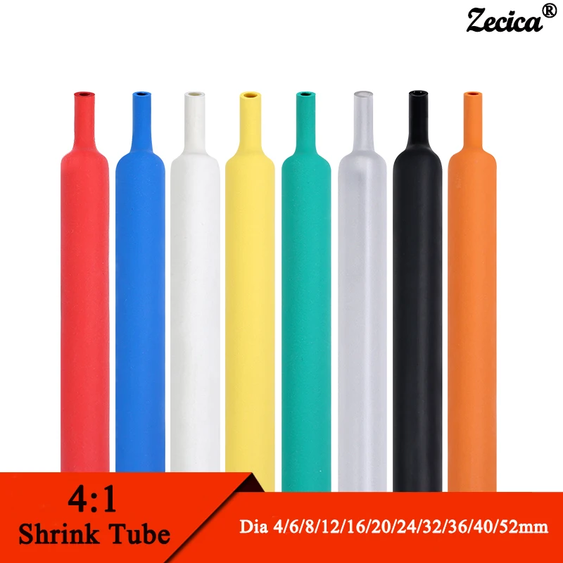 1/5/10m Heat Shrink Tube  4:1 With Glue 4mm ~ 52mm Electronic Connection Wire Insulation Wraping Sleeve Cable Protection Tubing