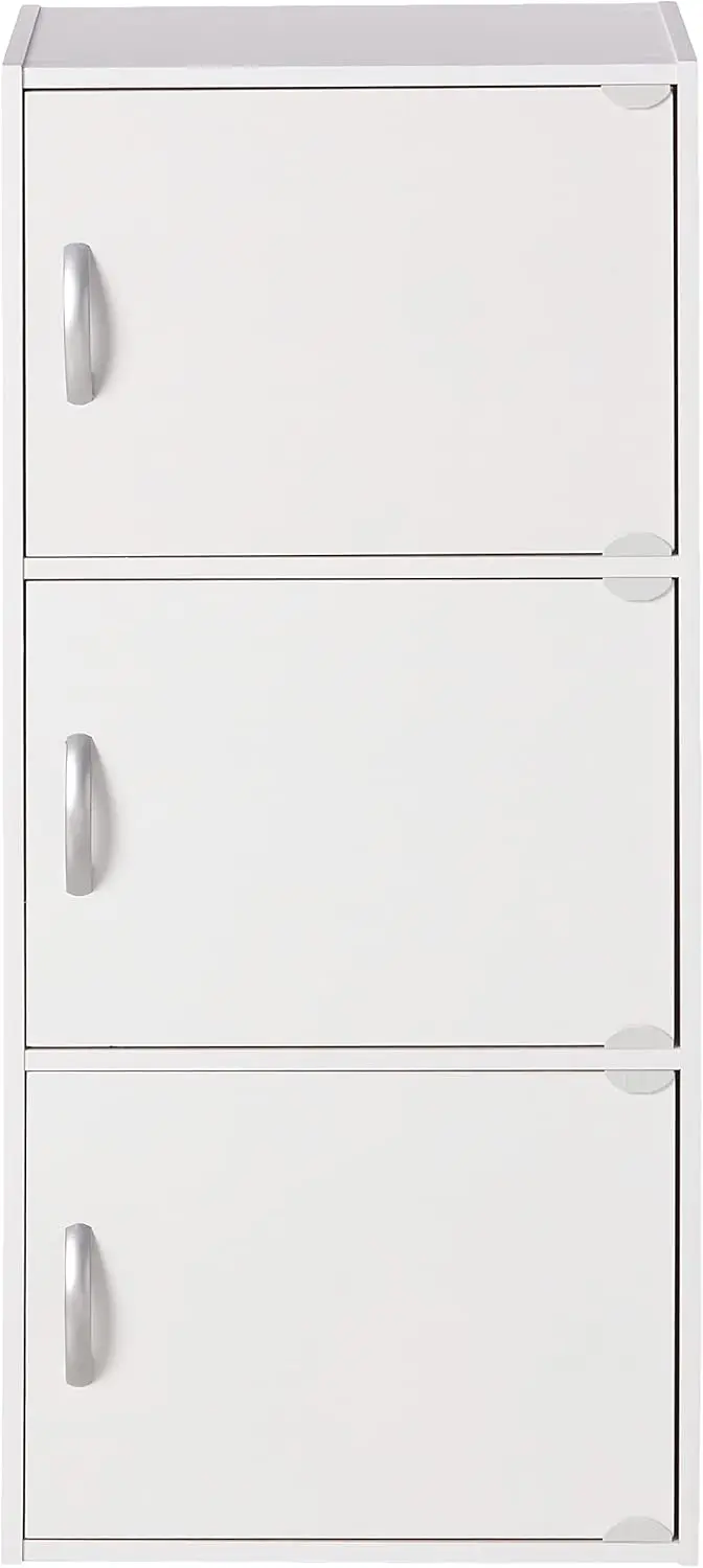 White 3-Door Storage Cabinet with Shelves, Easy Assembly, Multipurpose for Home Office