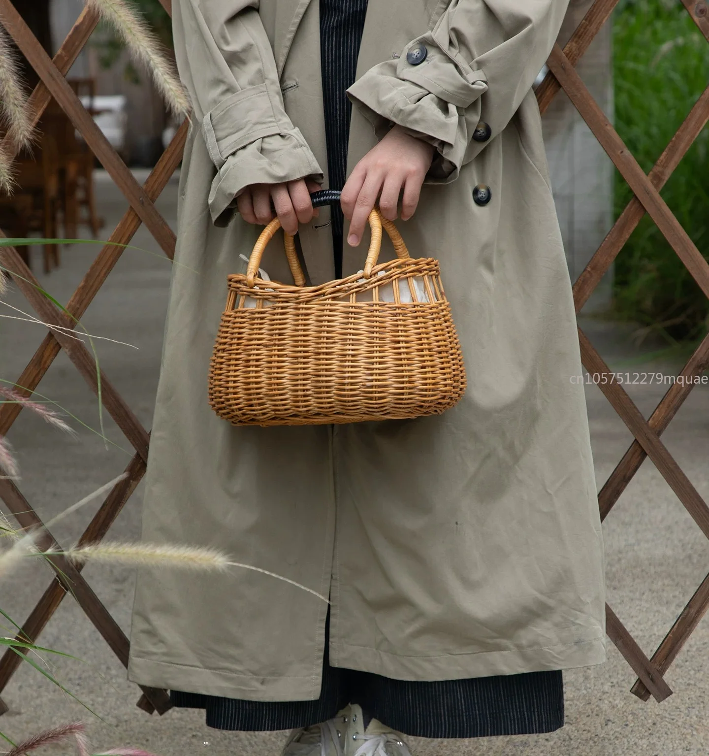 Vine Handle Basket\ Plant Vine Handwoven Decorative Storage Basket Creative Vine Handbag