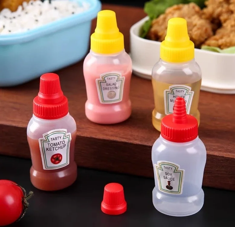 Mini Garrafa de Ketchup Portátil, Pequeno Recipiente para Molho, Molho para Salada, Utensílio de Cozinha para Marmita, Molheira de Plástico para Uso Doméstico