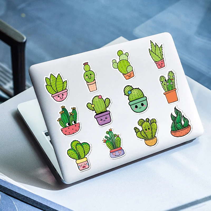 50PCS Cartoon Cactus Plant Graffiti Stickers DIY Diary Car Helmet Guitar Kawaii Label Green Plant Stickers Children Toys Gifts view 5