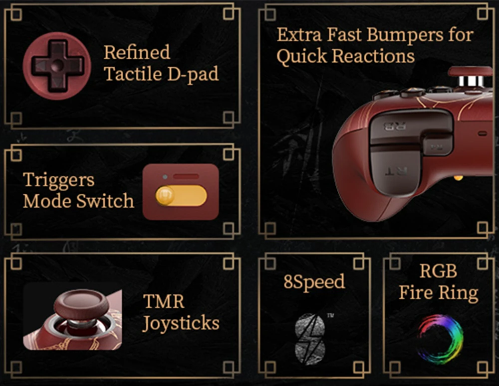 وحدة تحكم لاسلكية 8BitDo Ultimate 2 - لوحة ألعاب WUCHANG 2.4G مع قاعدة شحن Windows Android TMR Joysticks Game