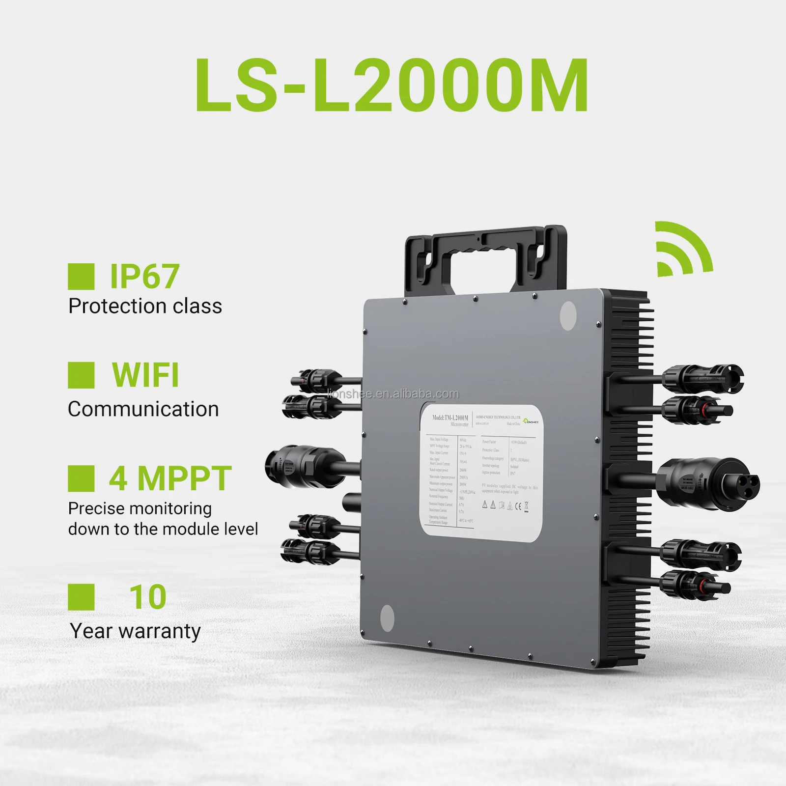 2000W On Grid Mptt Solar Inverter IP67 Waterproof VED CE IEC Certified Microinverter For 6kw 5kw 4kw 3kw 2kw 1kw Power System