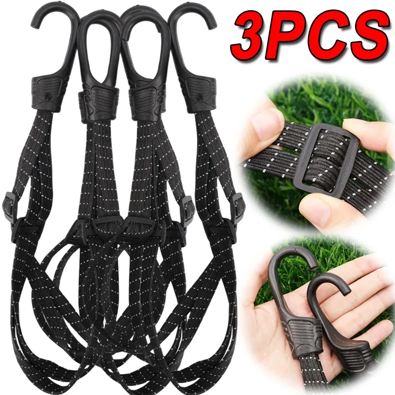 1-3PCS Multi-functional Fixed Strap Luggage Belts 60/90CM Motorcycle Helmet Straps Hook Luggage Retractable Elastic Rope