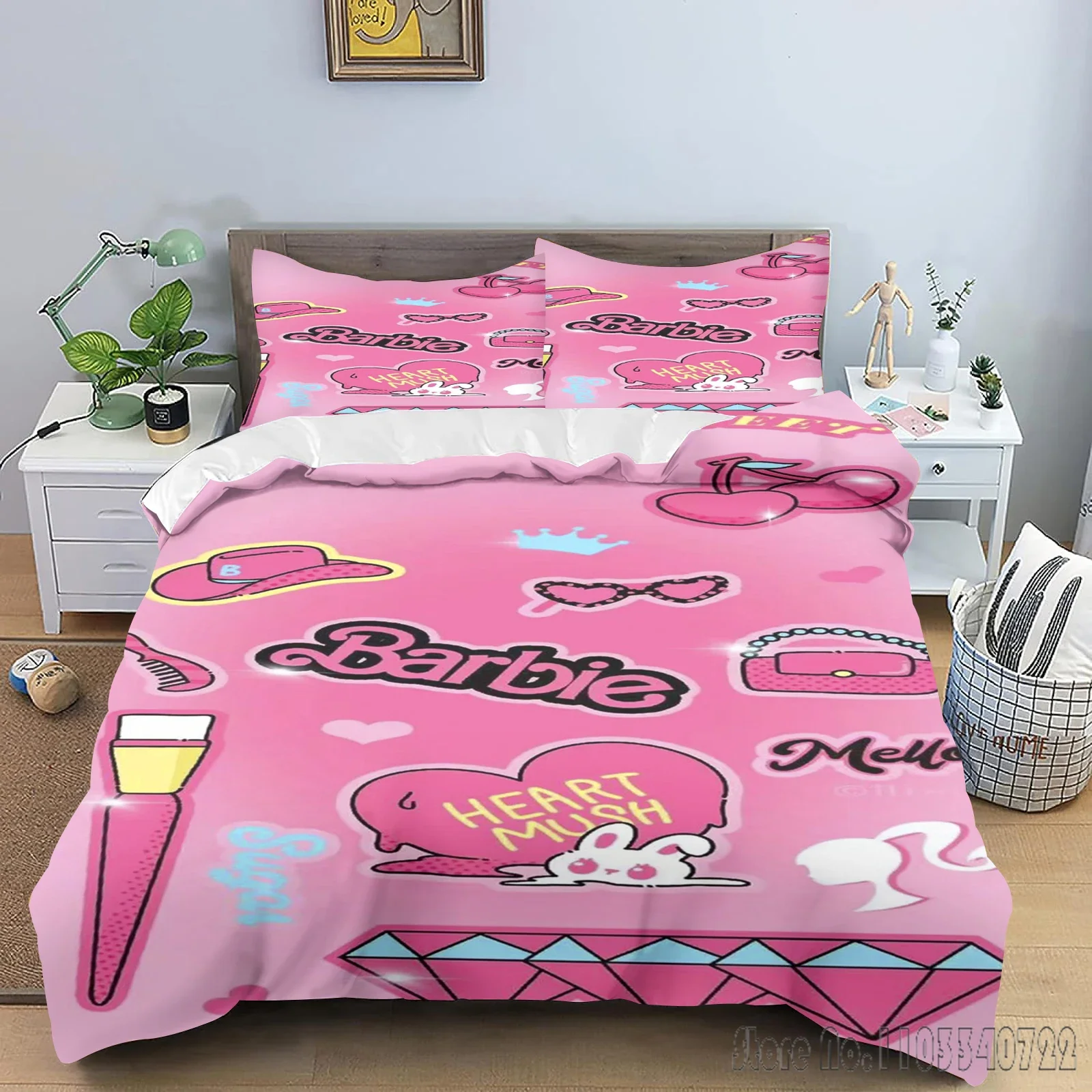 Barbie Fairy Princess Love Child Duvet Cover Set HD Comforter Cover Bedclothes for Kids Bedding Sets Bedroom Decor