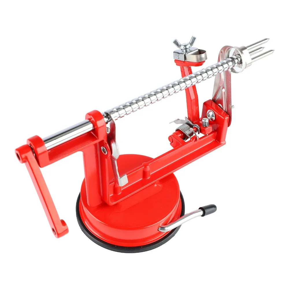 Aluminum Alloy Stainless Steel Apple Peeler Red Suction Base Potato Peeler Long Lasting Convenient Spiral Cutter Tool
