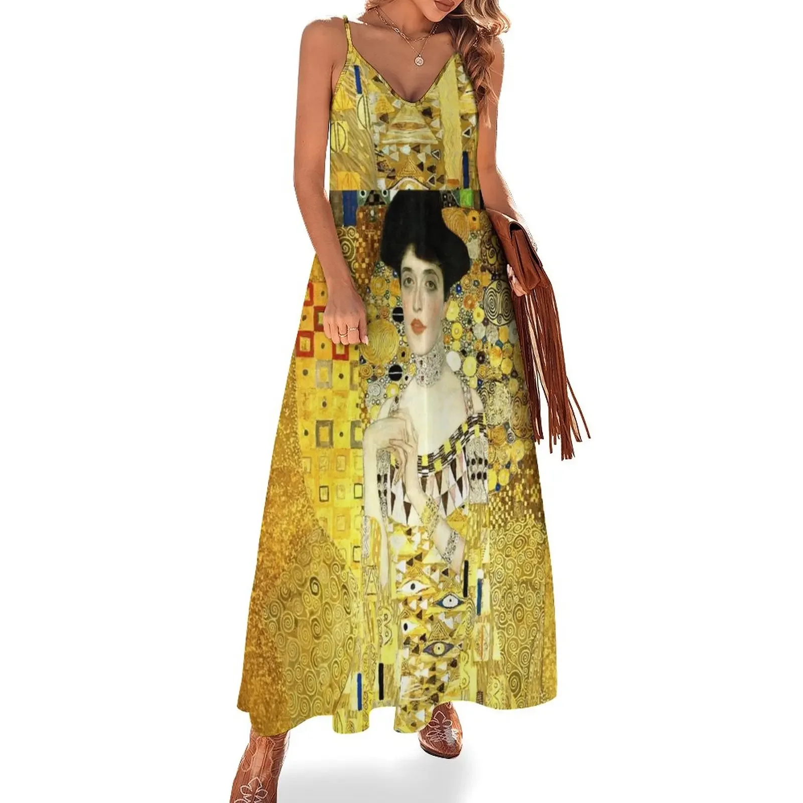 

The Woman in Gold Sleeveless Dress evening dress women Women's summer dress