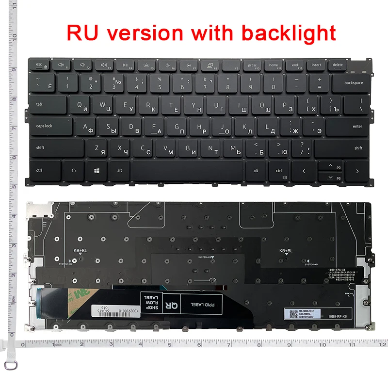 

US/RU New Laptop Keyboard For Dell XPS13 9300 9301 9310 2020 P117G 00Y78C With Backlit English/Russian