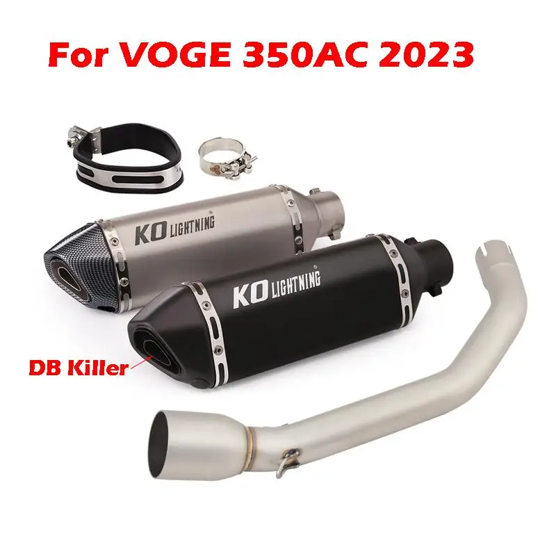 

For VOGE 350AC 350 AC 2023 Motorcycle Slip On Mid Exhaust Link Pipe 300mm Muffler Escape Removable DB Killer Stainless Steel