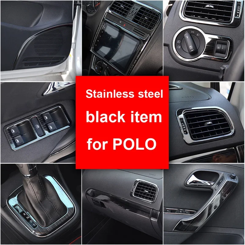 

Black Stainless Steel Item For Vw Polo 2011-2017 Interior Decoration Vent Middle Control Gear Position Decoration Frame