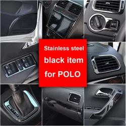 Black Stainless Steel Item For Vw Polo 2011-2017 Interior Decoration Vent Middle Control Gear Position Decoration Frame