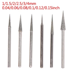 6Pcs/Lot 2.35mm 1-4mm Diamond Grinding Head Needle Bits Burrs Engraving Carving Tool