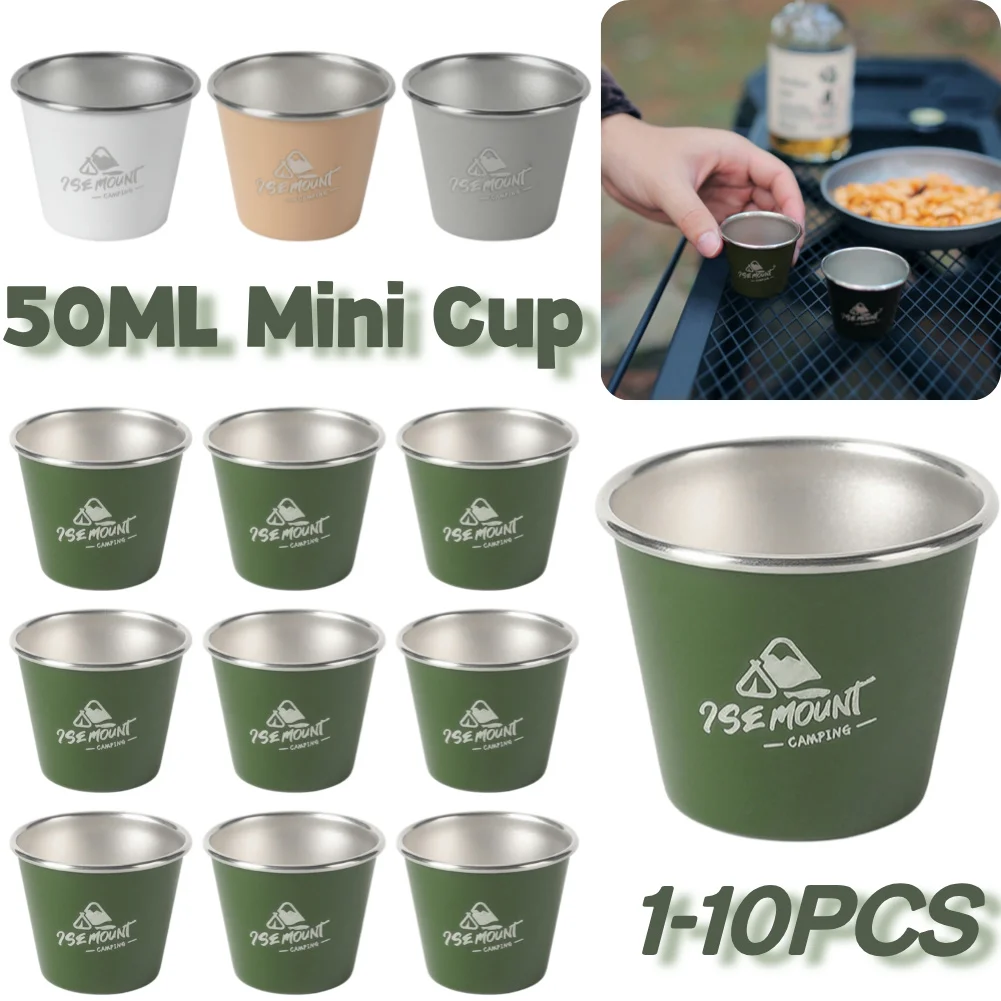 Coffee Cup 50ML Mini Pint Cup Stainless Steel Travel Beer Cup Stackable Metal Tea Cup for Outdoor Drinking Cups Bar Accessories