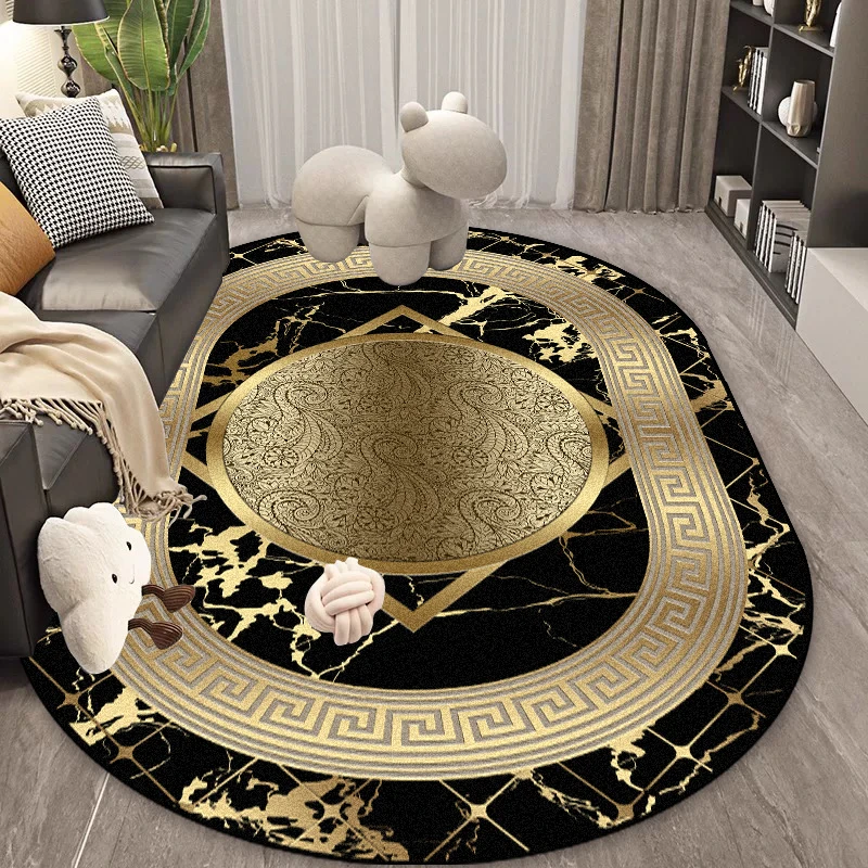 Nordic Golden Luxury Carpet Living Room Irregular Decoration Sofa Area Rugs Special-shaped Bedroom Washable Floor Mat Non-slip