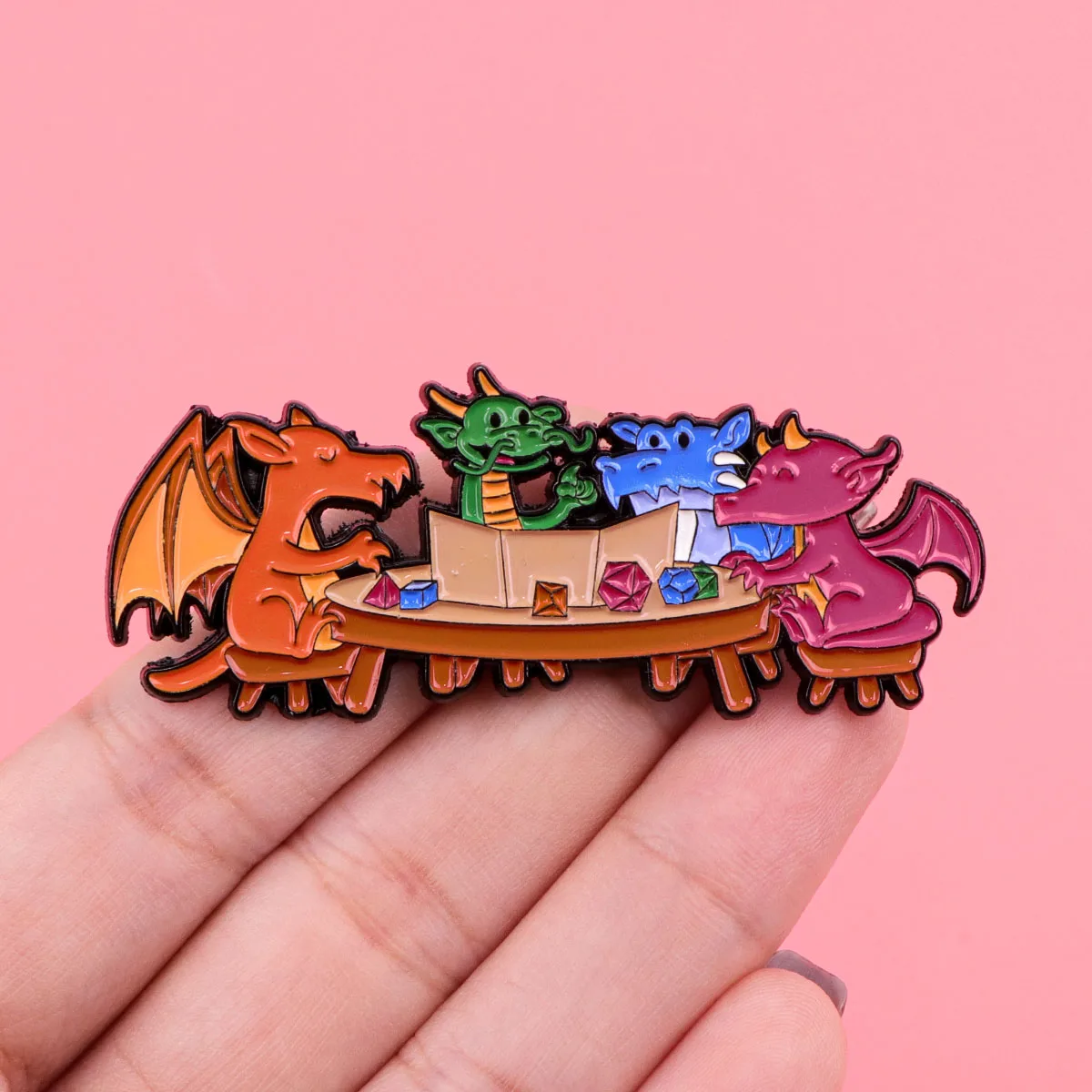 Game Dice Enamel Pin Dragon Badges on Backpack Brooches for Women Men Lapel Pins Animal Jewelry Cosplay Accessories Toys Gift