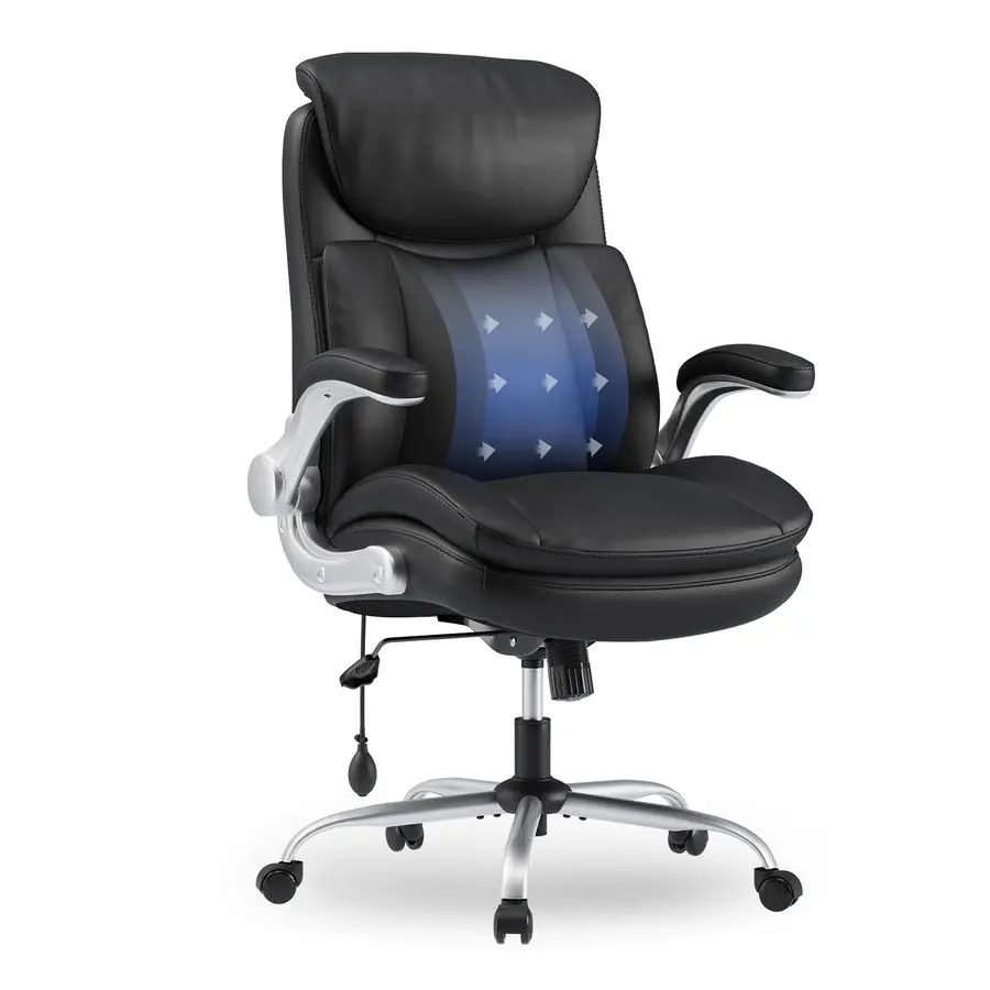 Chair Big and Tall High Back Executive Office Chair Ergonomic Home Computer Desk Chair with Padded Flipup Arms, Adjustable Lumba
