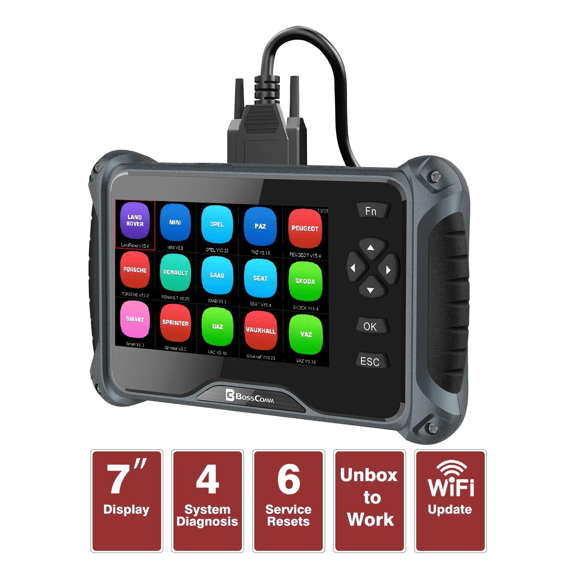 ماسح ضوئي OBD2 للسيارة ABS SRS، فحص قارئ رمز المحرك، أداة مسح تشخيص السيارة #5