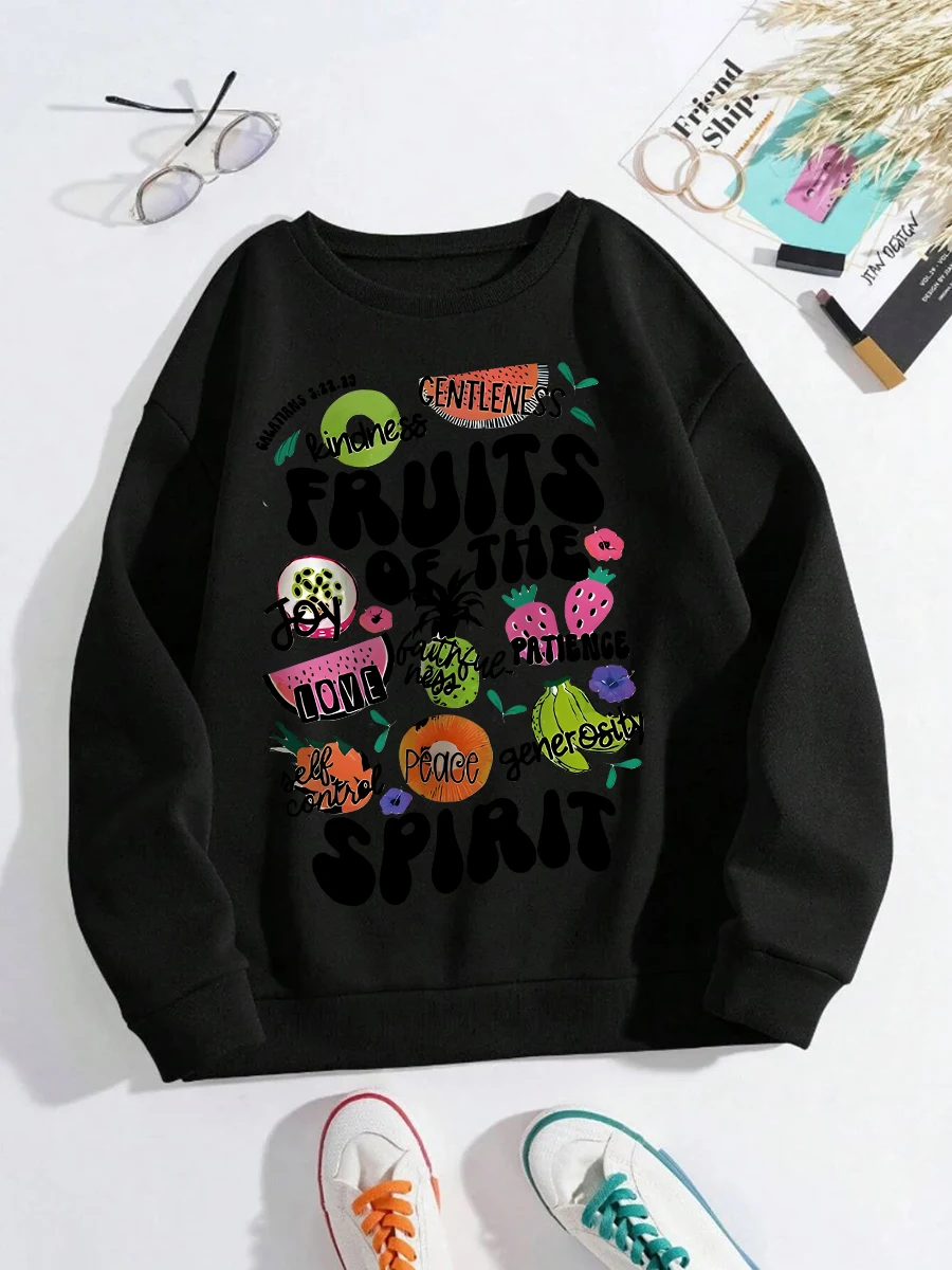 Rundhals-Sweatshirt, langärmlig, bedruckt, lässig, warm, stilvoll, Persönlichkeitsmuster, schwer (Stoffgewicht 220–320 g/m2)