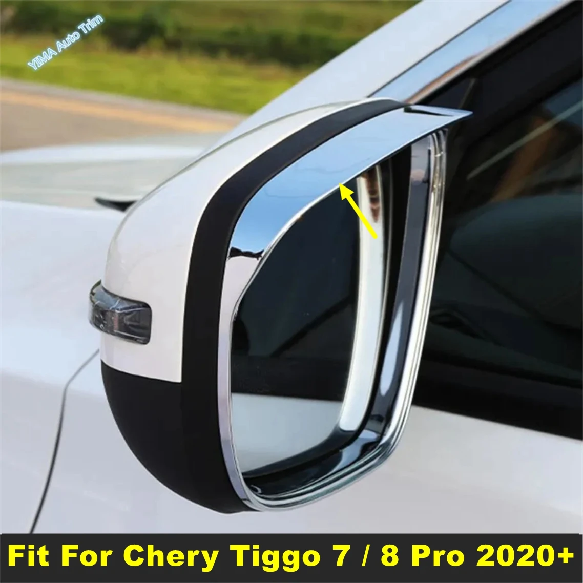 

Rearview Mirror Shell / Rain Eyebrow Sequin Cover Trim Fit For Chery Tiggo 7 / 8 Pro 2020 - 2023 Shiny Car External Accessories