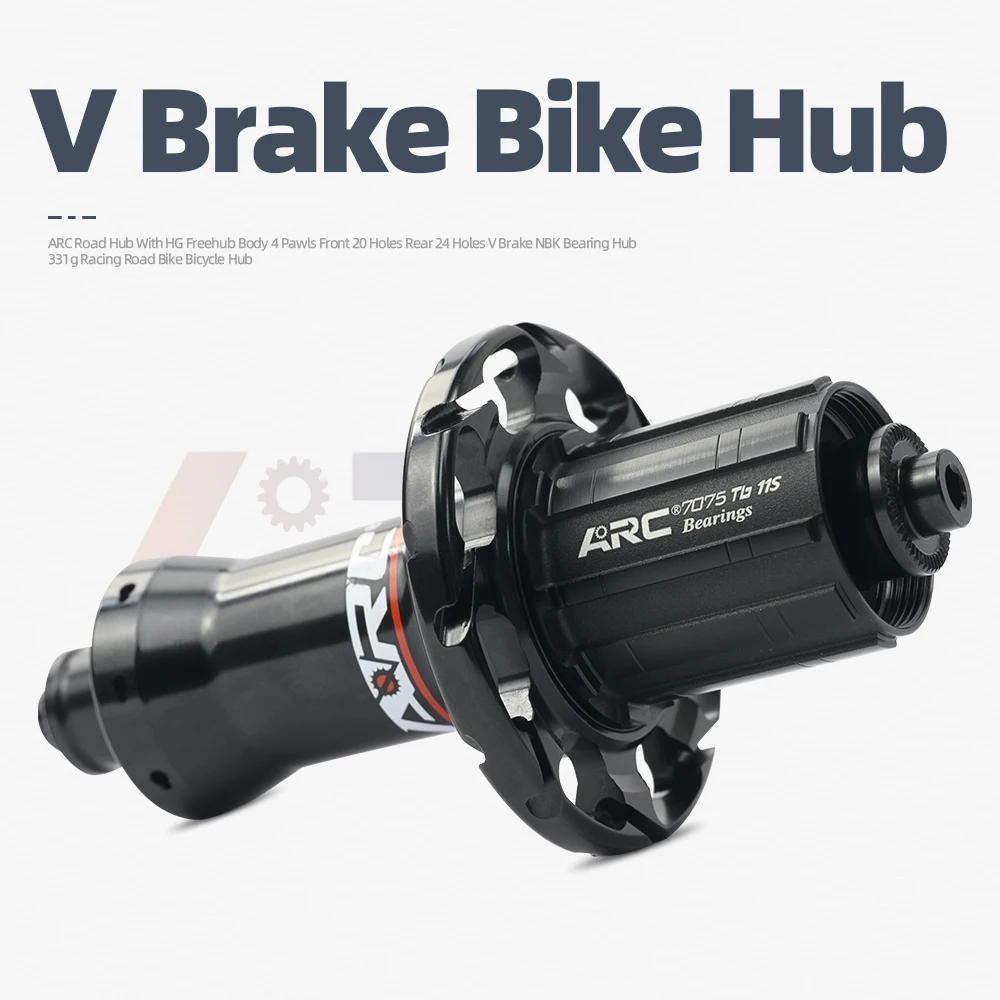 ARC Road Bike Hub 4 Pawls 48 Clicks Front 100mm Rear 130mm, 2/4 Bearings, 20/24 Holes, V Brake, Ultralight, 8-11Speed Bike Hubs