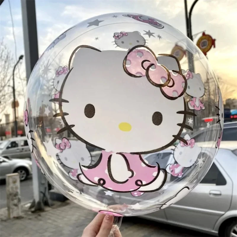 6 unids/set Hello Kitty Sanrio Kawaii globos transparentes impresos fiesta de cumpleaños boda regalos para niños juguete muebles decoración