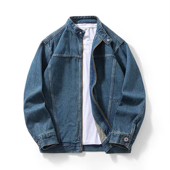 Men's Casual Non-Stretch Denim Jacket High Street Style Zipper Loose Workwear Jacket Plus Size Trendy Streetwear Top 3