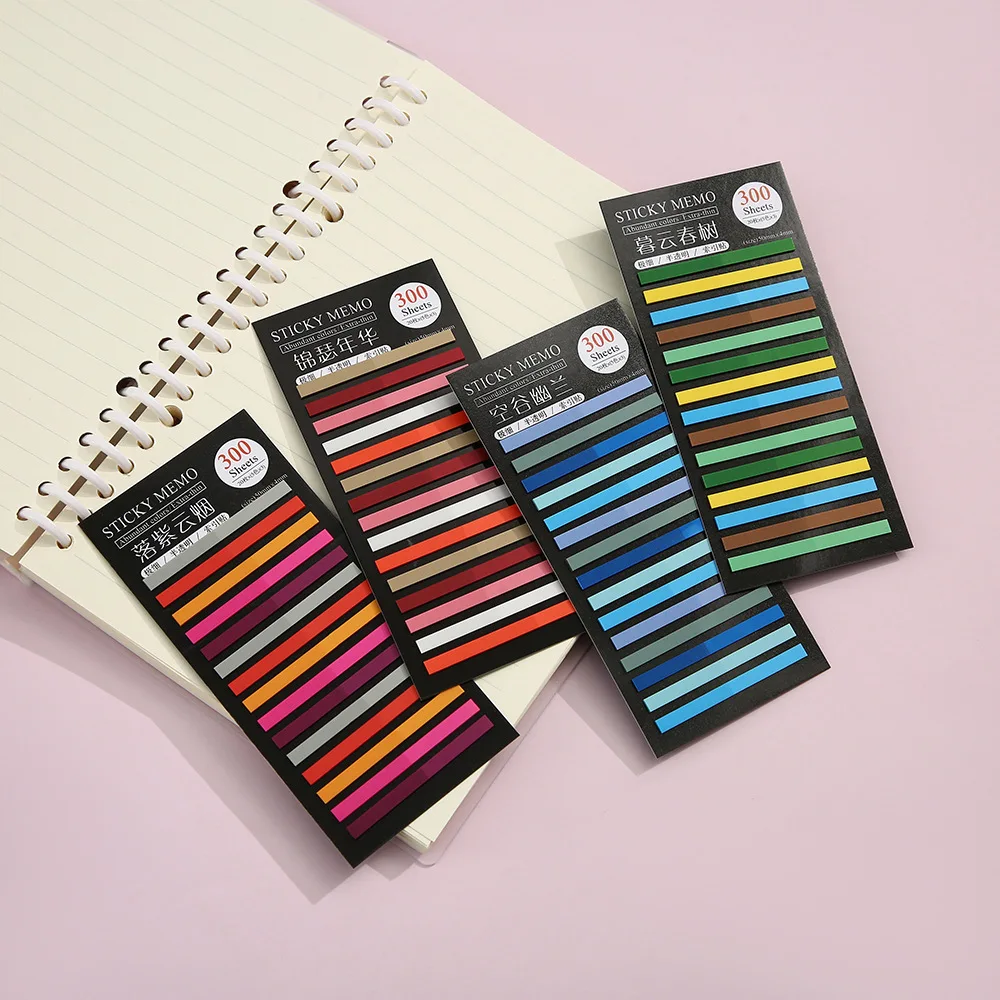 300 Sheets Translucent Pet Student Stationery Classification Marks Key Index Extremely Fine Color Fluorescent Stickers