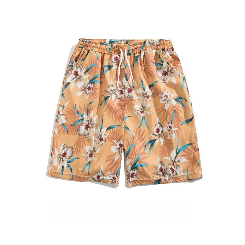 Men's Summer Seaside Vacation Floral Shorts Oversized Casual Hawaiian Beach Shorts Loose Fitting Sports Capris