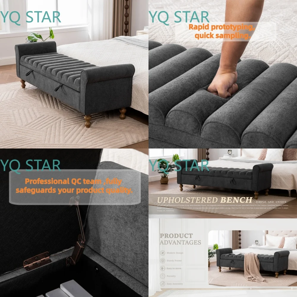 Wholesale Storage Ottoman for Bedroom Bed End Sofa for Living Room Home Decor Soft Corridor Seating Furniture Factory Home