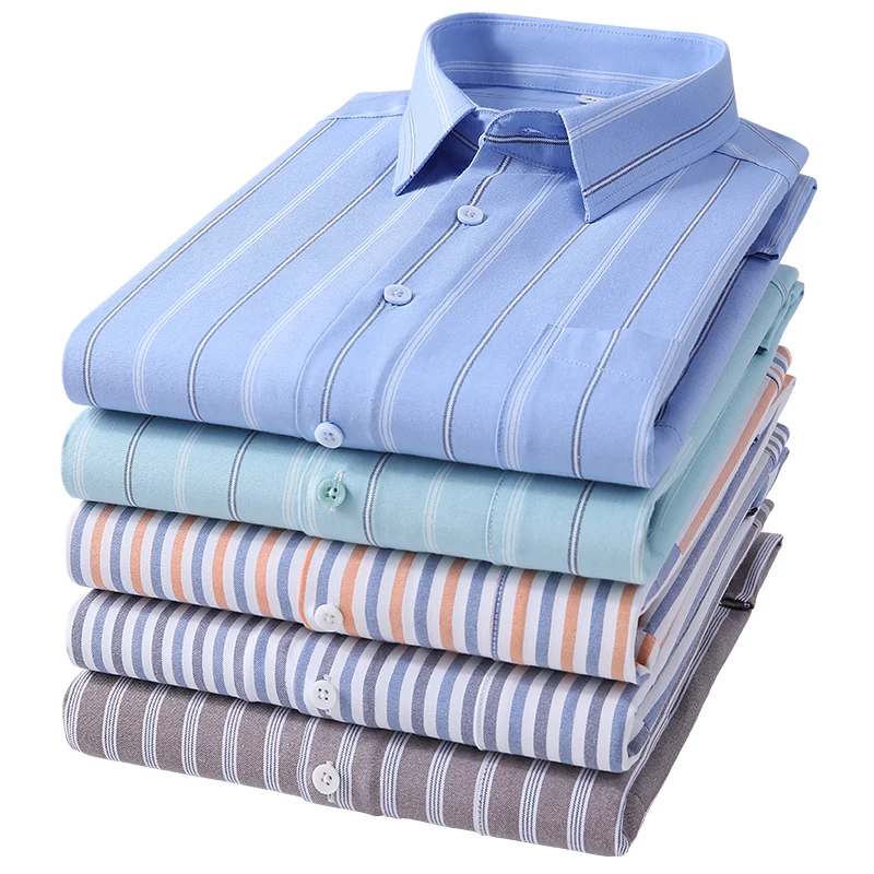 Plus Large 11XL 10XL Shirts for Men Fahsion Summer Short Sleeve Stripe Solid Office Social Dress Shirt Loose 150KG 160KG Fat Top