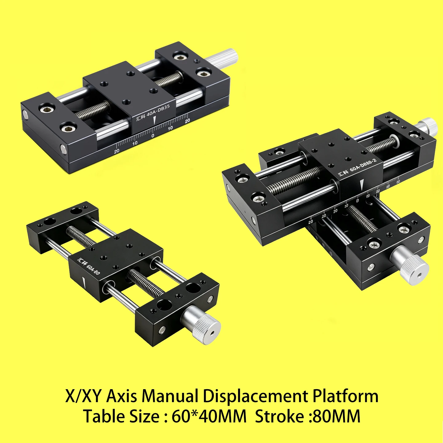 X/XY Axis Displacement Platform Table Size 60*40MM Manual Sliding Table Optical Precision Cross Moving Table Precision Slider