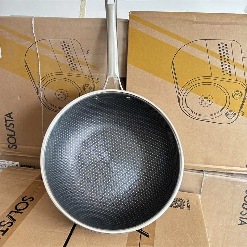 SUS316، مقلاة غير لاصقة بنمط كريستال على شكل قرص العسل مع غطاء