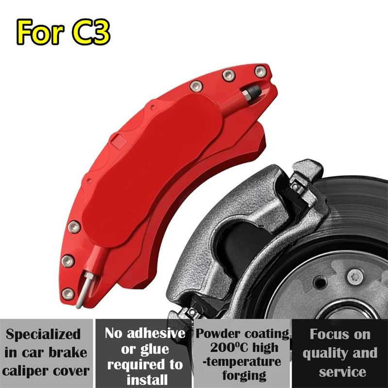 For Citroen C3 Car Brake Caliper Cover Aluminum Alloy Exterior Kit Fit 1.6 Pluriel 2004