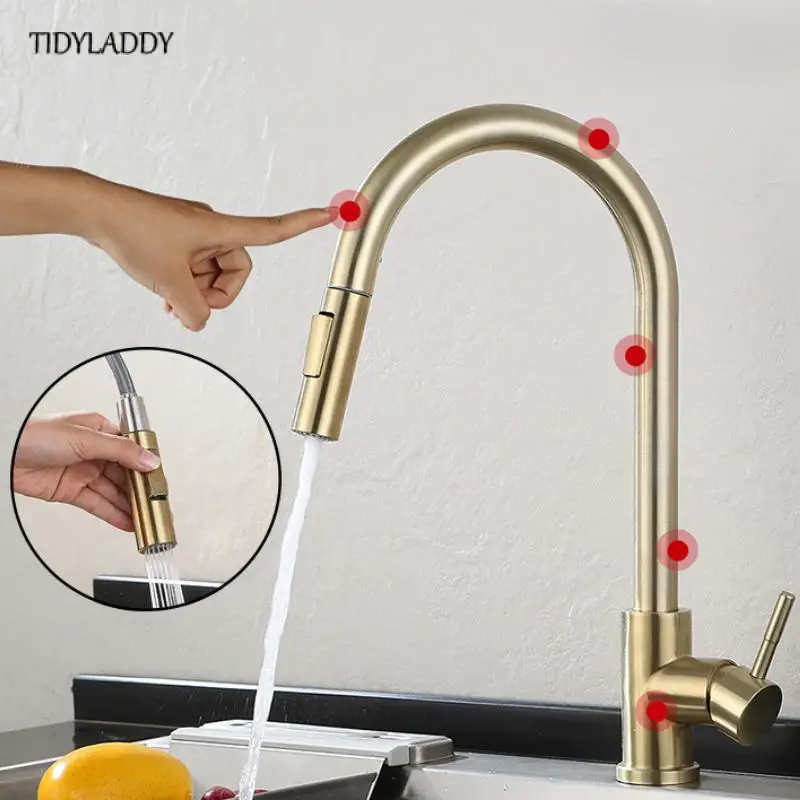 Smart Touch Kitchen Faucets Stainless Steel Pull Out Kitchen Sink Faucet Smart Induction Mixed Tap Touch Control Faucet