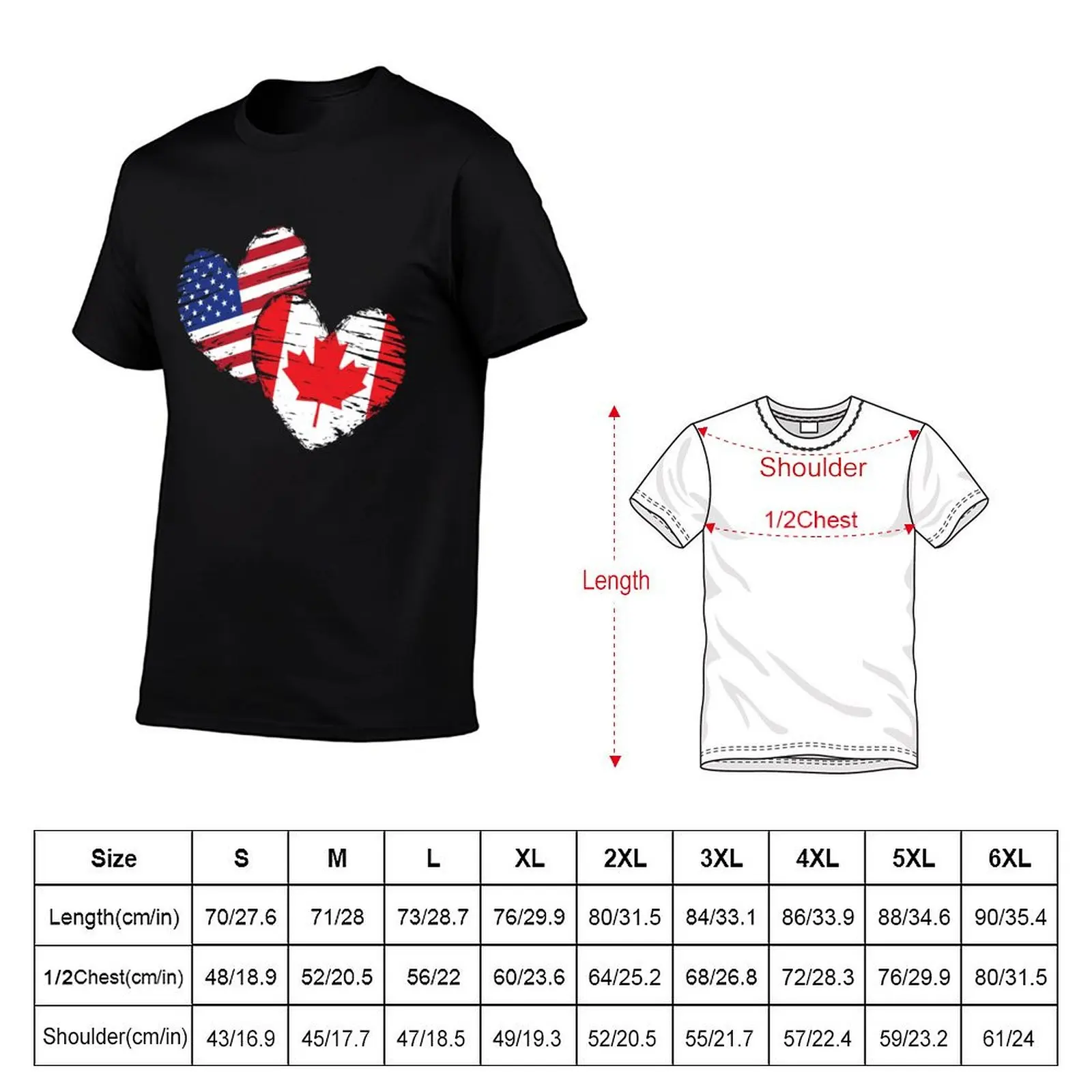 Canadian USA Hearts Canada T-Shirt anime tshirt anime t shirts oversize t shirt man cotton T-Shirt