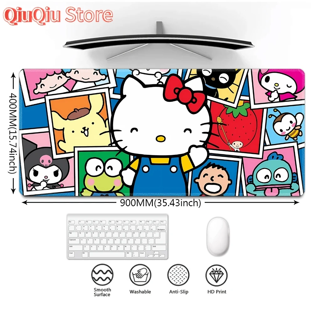 Alfombrilla de ratón para juegos Sanrio, alfombrilla de ratón bonita de Hello Kitty, alfombrilla de ratón extendida personalizada grande, alfombrilla de escritorio