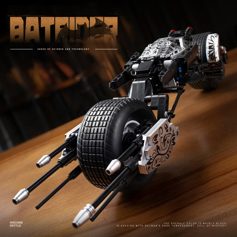 Creative MOC Bat Motorcycle Home Decor Model Building Blocks Superheroes Dark Knight Vehicle Birthday Gifts Bricks Assembly Toys view 3