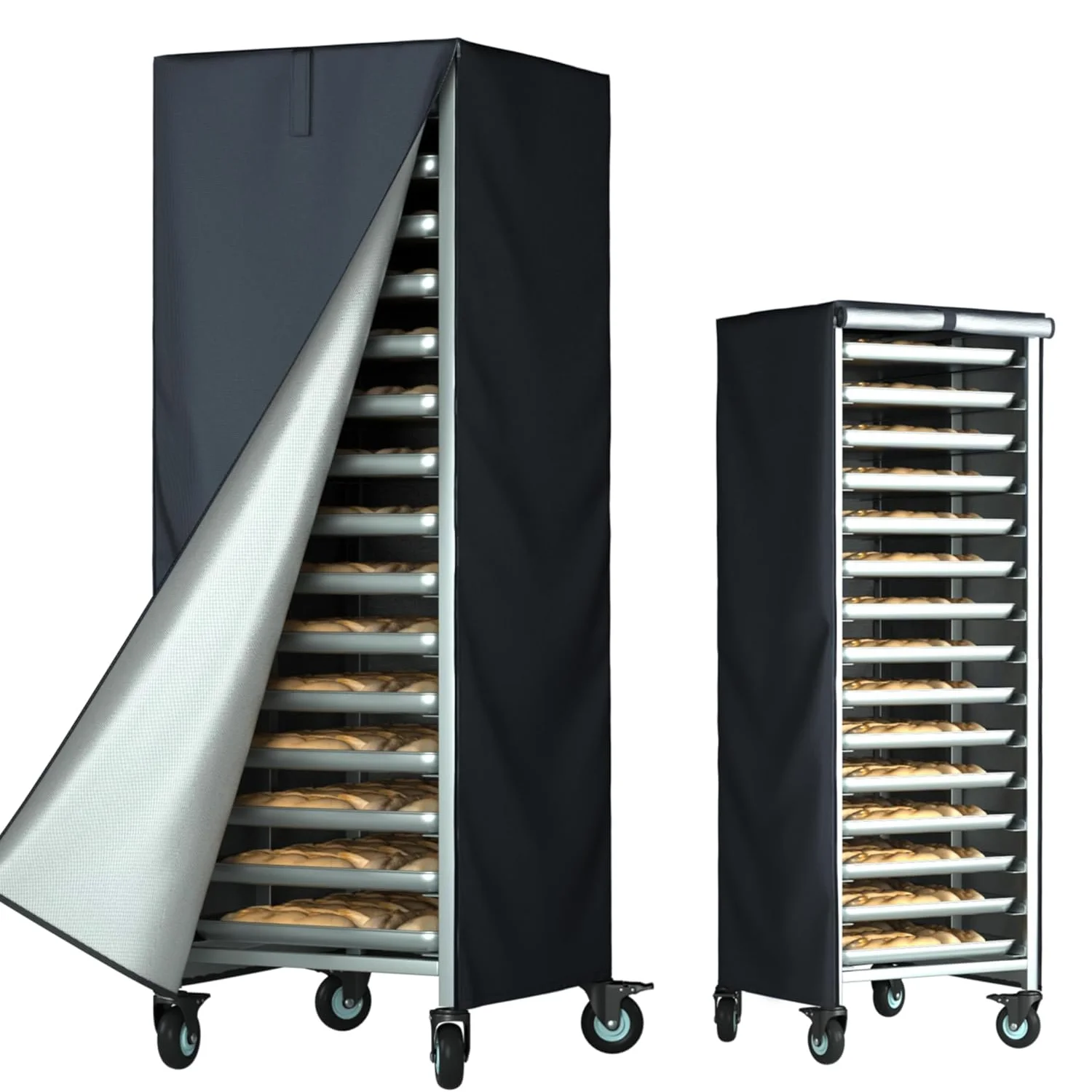 Bread Rack Cover with Zipper,20tier Sheet Pan Rack/Bun Pan Rack Cover, 23"X28"X64", High Density Waterproof and Dustproof