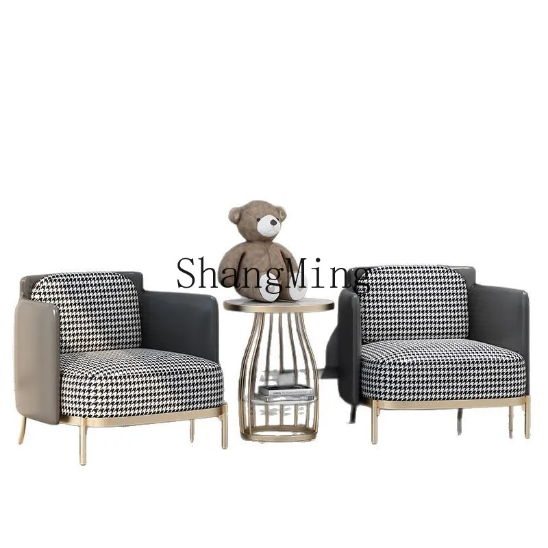 CL أريكة واحدة أثاث غرفة المعيشة نموذج غرفة الجلود والنسيج مزيج أريكة كرسي