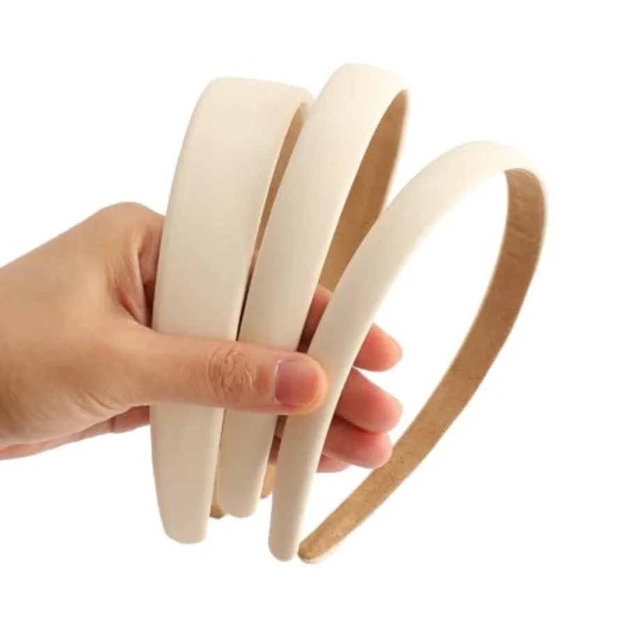 

3Pcs Faux Leather Headbands for Women, Solid Soft Plain White Leather Hair Accessories