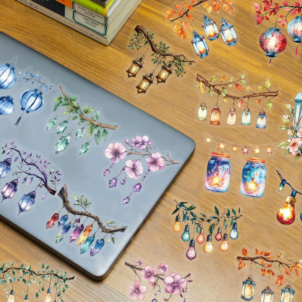 50PCS Lanterning PET Plastic Stickers Decorative Phone Cases, Laptops, Water Cups, Skateboards DIY Waterproof Stickers image 6