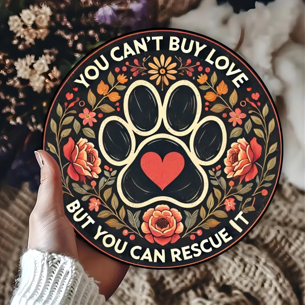 2D Flat, 1pc Wooden Welcome Sign for Rescue Dogs – 