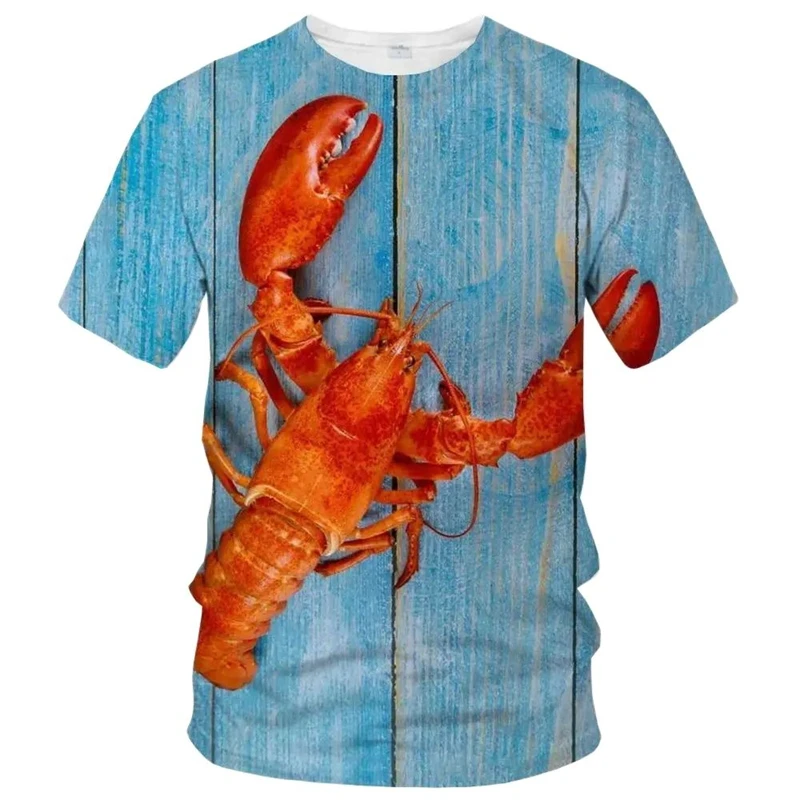 Interesting Shrimp 3d Graphic Tees Y2k Men Personality Cute Animal Print T-Shirts Women Kids Casual Breathable Oversized Top Tee