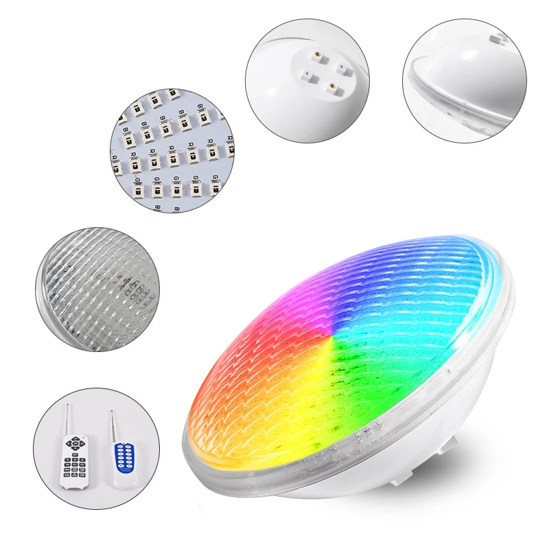Par56 Plastic Pool Light Colorful RGB with Remote Control Embedded 18w25w45w LED Pool Light Diving Light for Swimming Pool