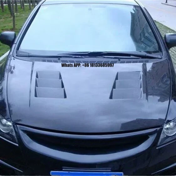 

For Honda FD2 Engine Hood Cover Carbon Fiber Six-Hole Modified Fiberglass with Bolts New Condition for Car